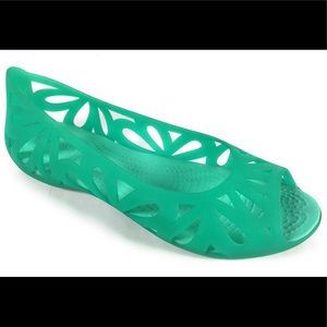Crocs Adrina III Flat Jelly Green Open Toe Shoes